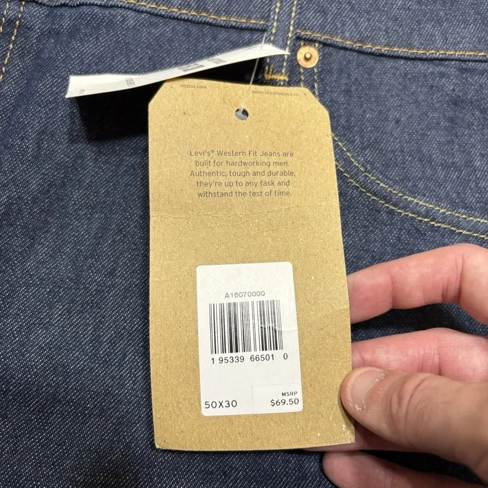 Levis Western Fit Jeans NWT Mens 50x30 Dark Blue Regular Straight Denim Big Tall
